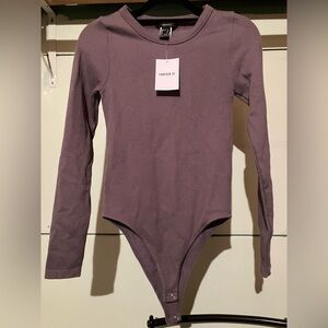 Forever 21 Grey/Brown Long Sleeve Bodysuit